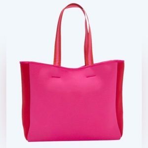 Summersalt neoprene beach tote pink and red